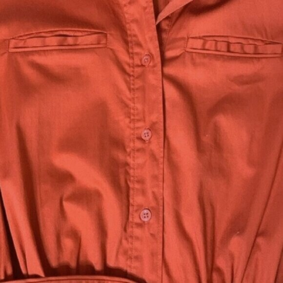 Banana Republic Red Orange Cuffed Button Down Vintage Inspired Dress - Picture 4 of 16